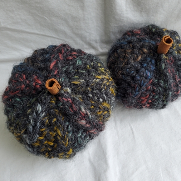 Black Variegated Crocheted Pumpkin Fall Home Decor - Picture 3 of 7